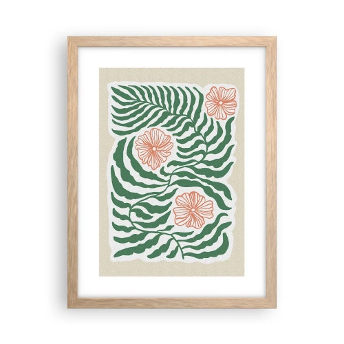 Póster en marco roble claro - Florecido en verde - 30x40 cm