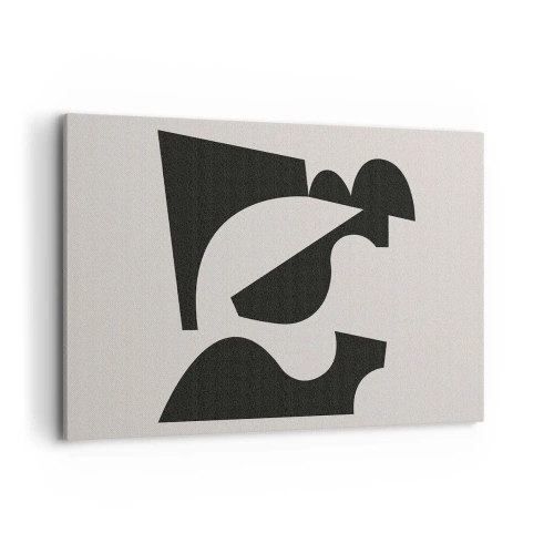 Cuadro sobre lienzo - Impresión de Imagen - Composición geométrica abstracta en blanco y negro - 120x80cm - Para automontaje - Decoración de pared moderna para salón y dormitorio ARTTOR