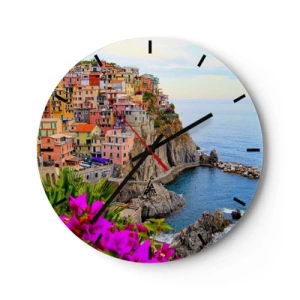 Reloj de pared - Reloj de vidrio - La ciudad de la risa - 40x40 cm