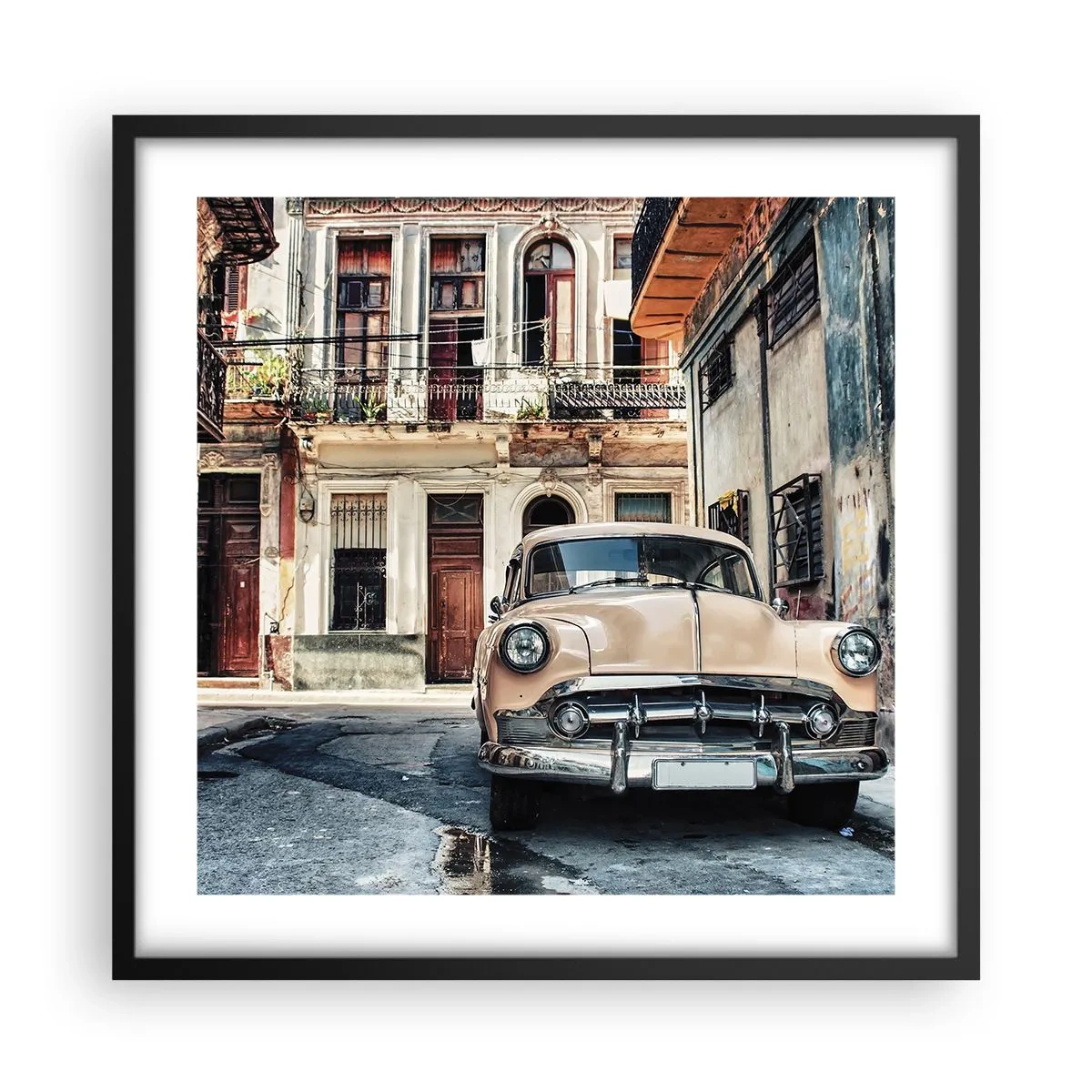 Póster en marco negro - Siesta en La Habana - 50x50 cm
