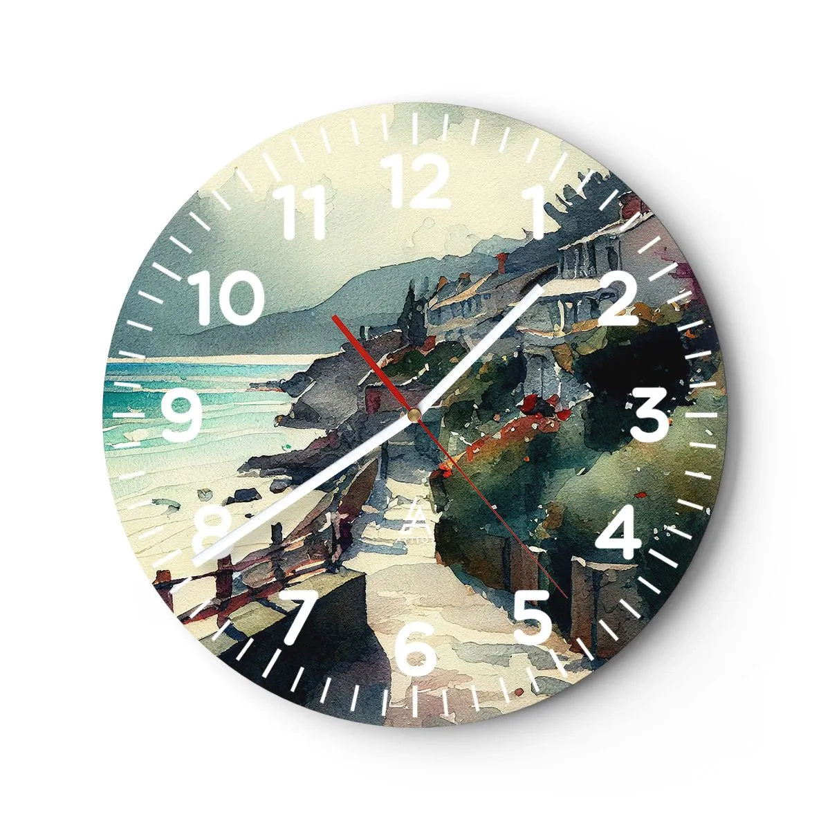 Reloj de pared - Reloj de vidrio - Ciudad mediterránea - 30x30 cm
