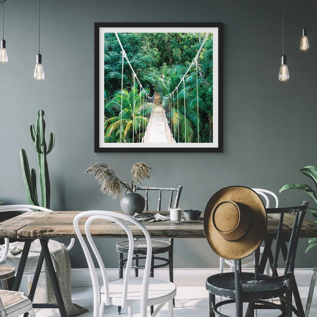Póster en marco negro - ¡Bienvenido a la selva! - 30x30 cm
