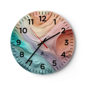 Reloj de pared - Reloj de vidrio - Ola arco iris - 30x30 cm