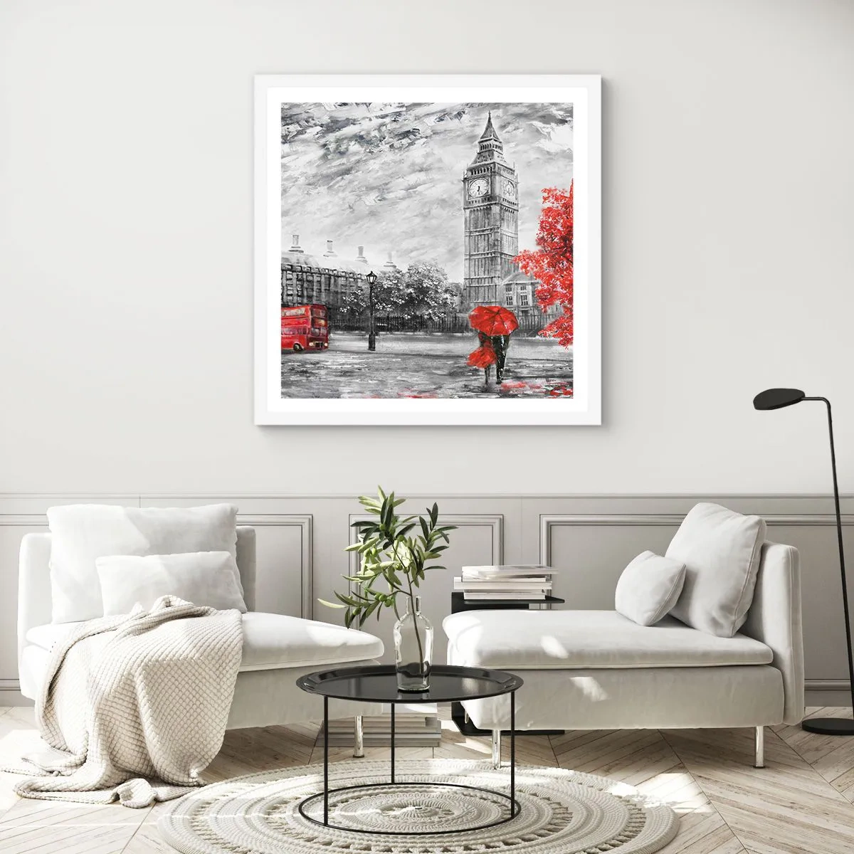 Póster en marco blanco - Un día emocionante - 60x60 cm