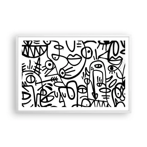 Póster en marco blanco - Rostros y espejismos - 91x61 cm