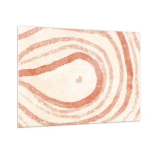 Cuadro sobre vidrio - Impresiones sobre Vidrio - Líneas de coral abstractas en forma de círculos concéntricos. - 100x70cm - Círculos de coral - composición - Decoración de pared moderna para salón y dormitorio ARTTOR