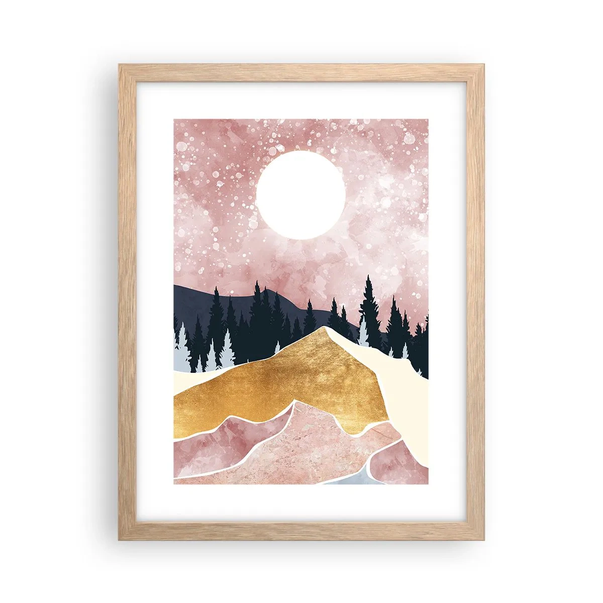 Póster en marco roble claro - Vigilancia nocturna - 30x40 cm