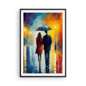 Póster en marco negro - Juntos en una noche llena de color - 61x91 cm