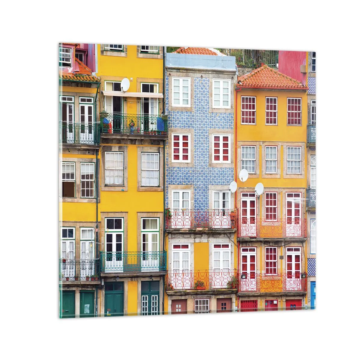 Cuadro sobre vidrio - Impresiones sobre Vidrio - Los colores de la ciudad vieja - 30x30 cm