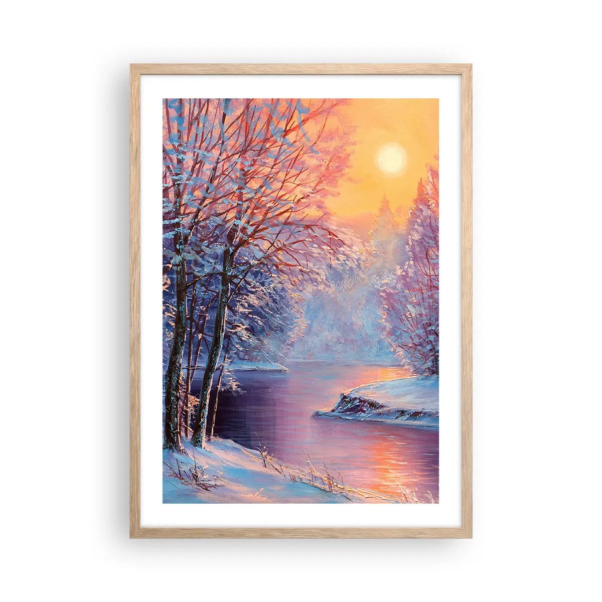 Póster en marco roble claro - Colores del invierno - 50x70 cm