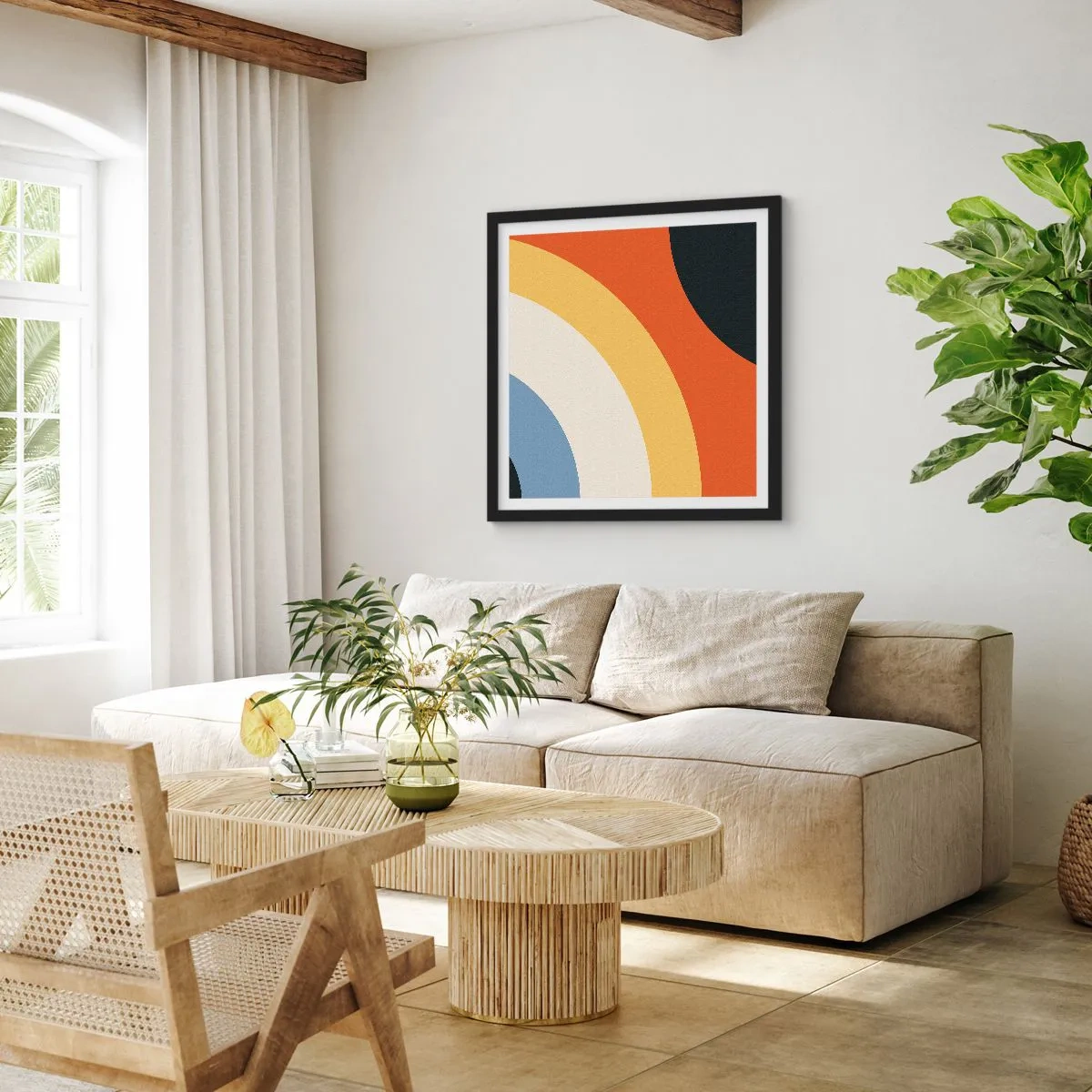 Póster en marco negro - Círculo sobre círculo - 40x40 cm