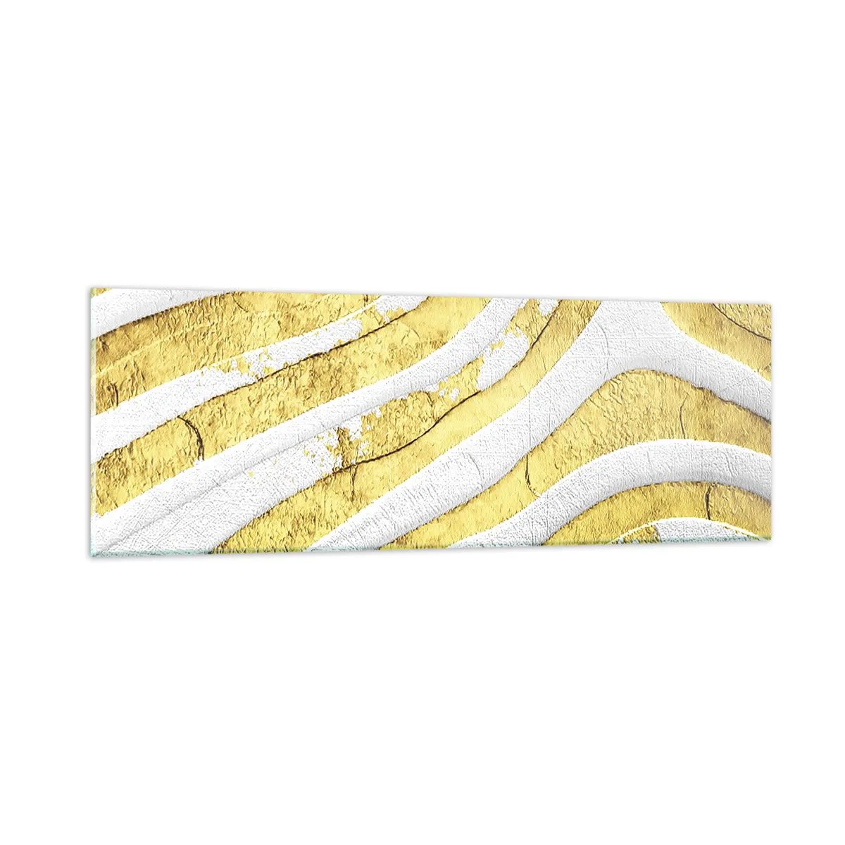 Cuadro sobre vidrio - Impresiones sobre Vidrio - Una composición en blanco y oro - 90x30 cm