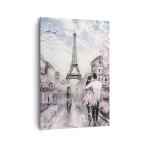 Cuadro sobre lienzo - Impresión de Imagen - Un paseo romántico por París junto a la Torre Eiffel - 70x100cm - La ciudad del amor - Decoración de pared moderna para salón y dormitorio ARTTOR