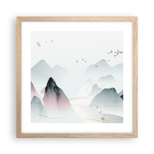 Póster en marco roble claro - Sobre las cimas - 40x40 cm