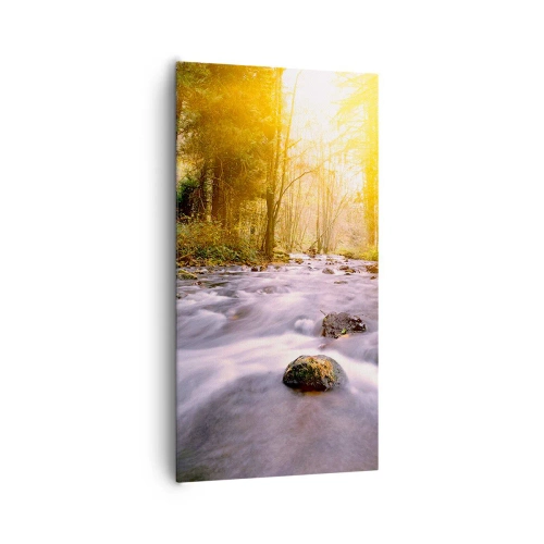 Cuadro sobre lienzo - Impresión de Imagen - Malaquita en un marco de plata y oro - 65x120 cm