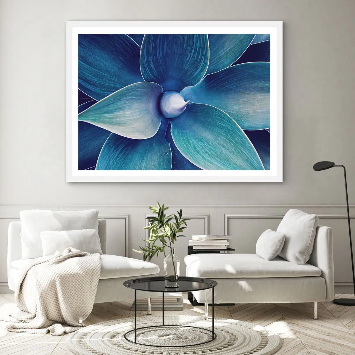 Póster en marco blanco - Azul del cielo - 91x61 cm