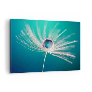 Cuadro sobre lienzo - Impresión de Imagen - Macro de una gota de agua sobre una delicada semilla de diente de león. - 120x80cm - Momento místico - Decoración de pared moderna para salón y dormitorio ARTTOR