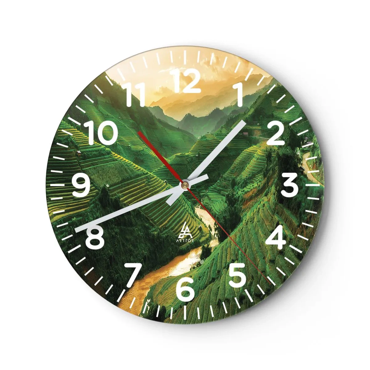 Reloj de pared - Reloj de vidrio - Valle vietnamita - 40x40 cm