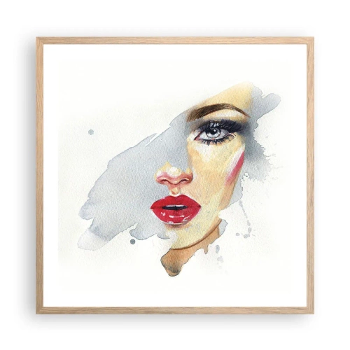 Póster en marco roble claro - Reflejo en una gota de agua - 60x60 cm