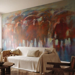 Fotomural Premium Canvas - Iguales entre la niebla - Gente, Ciudad ocupada, Pedazo - 350x256 cm