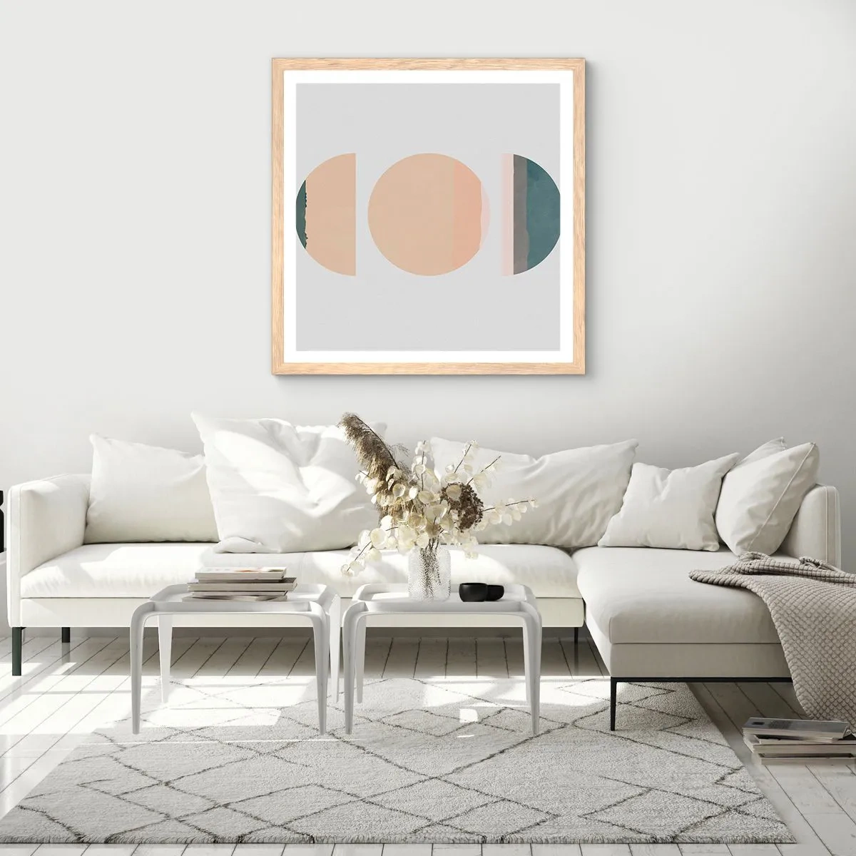 Póster en marco roble claro - Círculo tras círculo - 30x30 cm