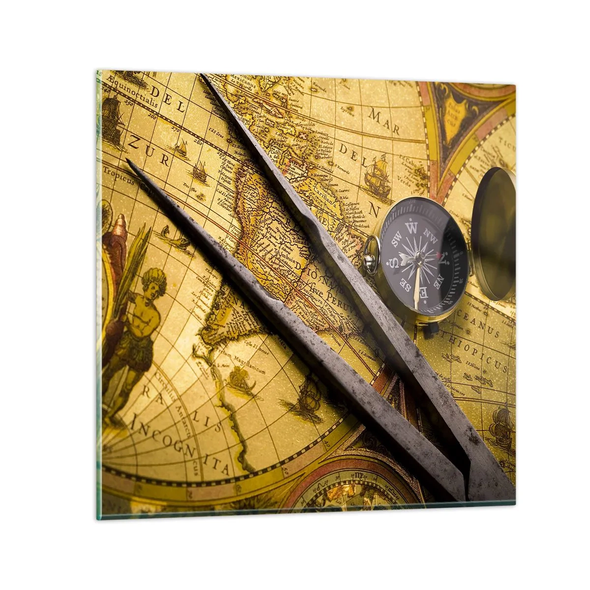 Cuadro sobre vidrio - Impresiones sobre Vidrio - ¿Dónde están los tesoros? - 30x30 cm