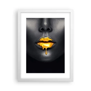 Póster en marco blanco - Labios de oro - 30x40 cm