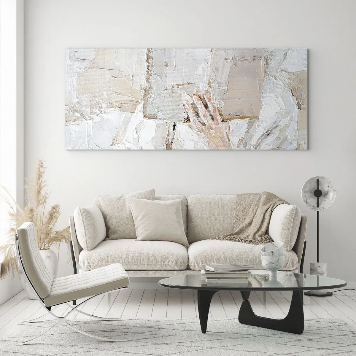 Cuadro sobre vidrio - Impresiones sobre Vidrio - Una pintura impresionista de una mano sosteniendo un libro abierto. - 160x50cm - En otro mundo - Decoración de pared moderna para salón y dormitorio ARTTOR