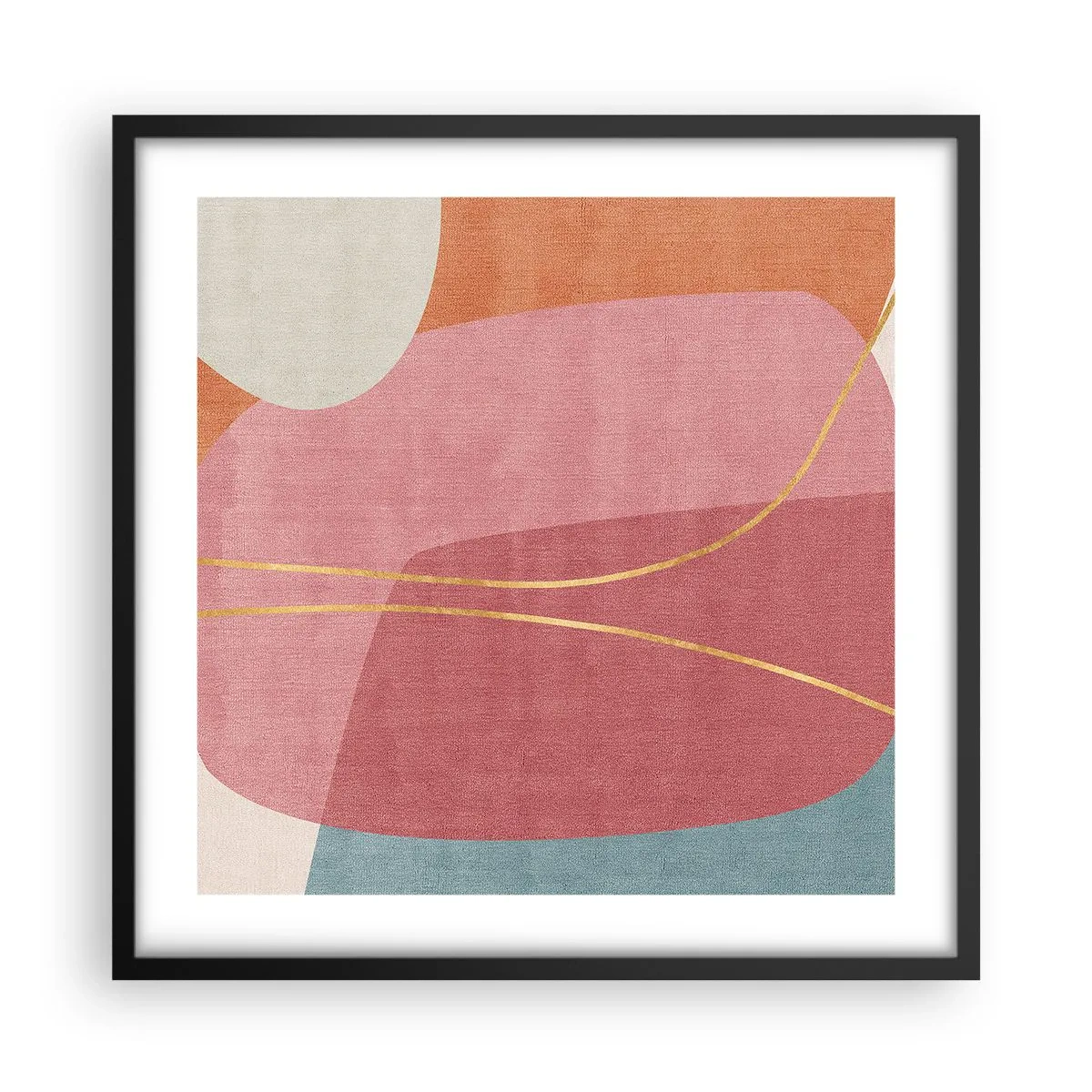 Póster en marco negro - Composición en pastel con hilos de oro - 50x50 cm