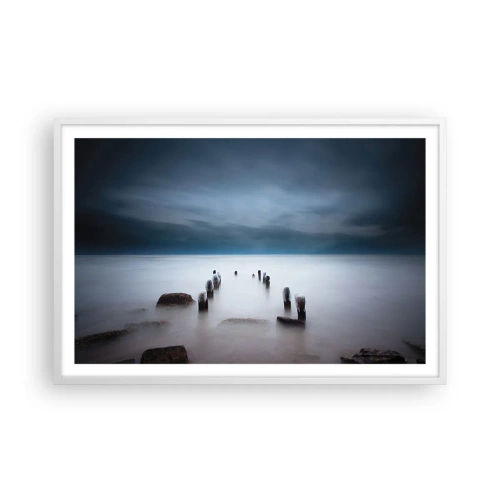 Póster en marco blanco - El lago del pensamiento - 91x61 cm