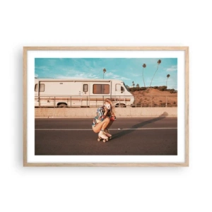 Póster en marco roble claro - ¡Sonrían, por favor! - 70x50 cm