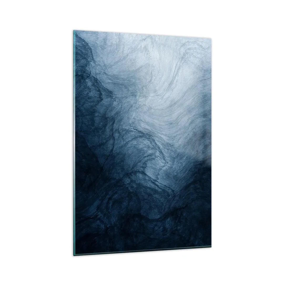 Cuadro sobre vidrio - Impresiones sobre Vidrio - Una composición abstracta en tonos azules y azul marino. - 80x120cm - En las profundidades - Decoración de pared moderna para salón y dormitorio ARTTOR