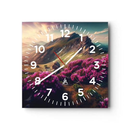 Reloj de pared - Reloj de vidrio - Verano en las montañas - 40x40 cm