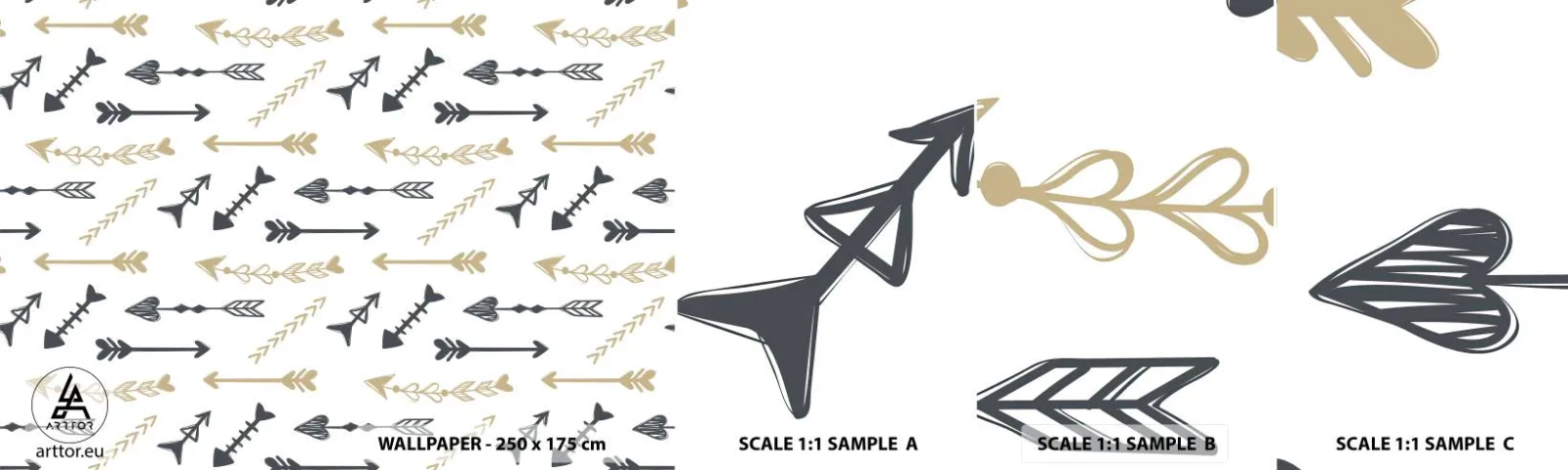 Muestra de fotomural autoadhesivo Deluxe Sticker - El sueño de un arquero - Abstracción, Flecha, bohemia - 100x30 cm