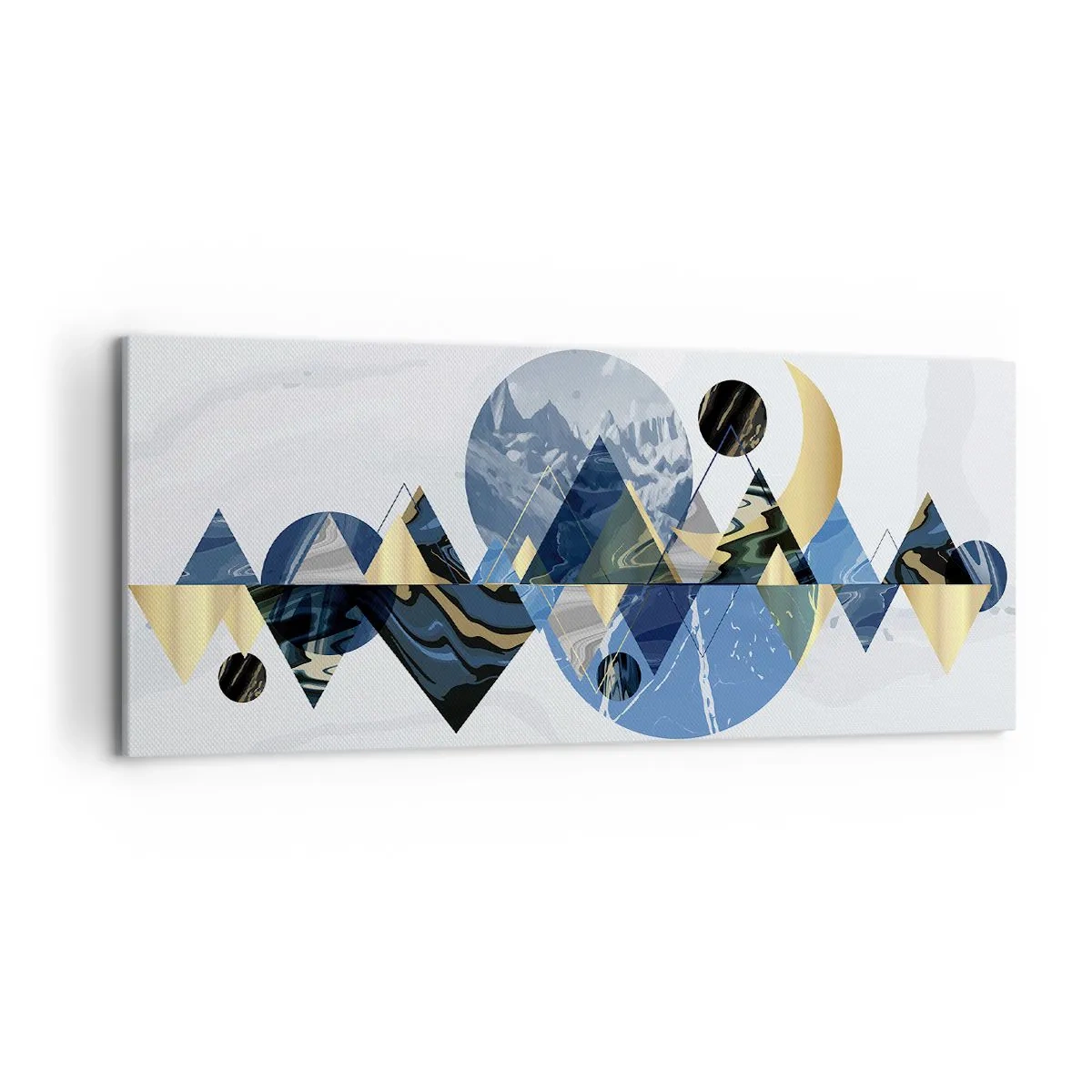 Cuadro sobre lienzo - Impresión de Imagen - Patrones geométricos abstractos con motivos montañosos - 120x50cm - Paisaje geométrico - Decoración de pared moderna para salón y dormitorio ARTTOR