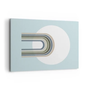 Cuadro sobre lienzo - Impresión de Imagen - Una composición minimalista con un círculo y líneas sobre un fondo pastel. - 100x70cm - Una atracción irresistible - Decoración de pared moderna para salón y dormitorio ARTTOR