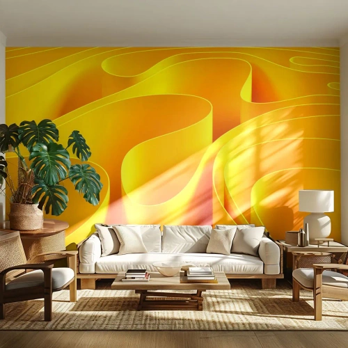 Fotomural Premium Canvas - Como las olas del sol - 3D, Moderno, Líneas - 250x175 cm