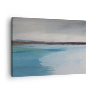 Cuadro sobre lienzo - Impresión de Imagen - Un paisaje minimalista con línea de flotación y horizonte. - 70x50cm - Paisaje horizontal - Decoración de pared moderna para salón y dormitorio ARTTOR