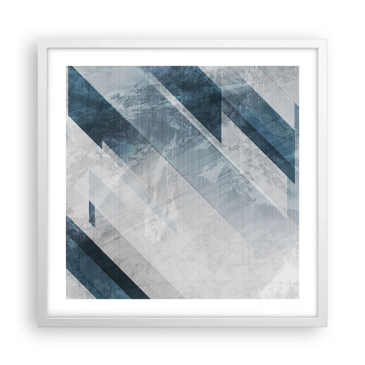 Póster en marco blanco - Composición espacial - movimiento de grises - 50x50 cm