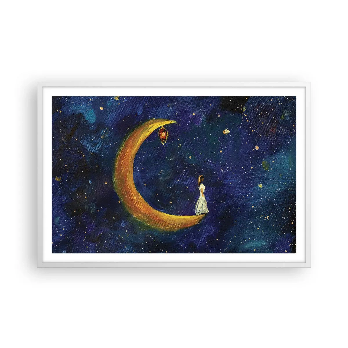 Póster en marco blanco - La llamada de la Luna - 91x61 cm