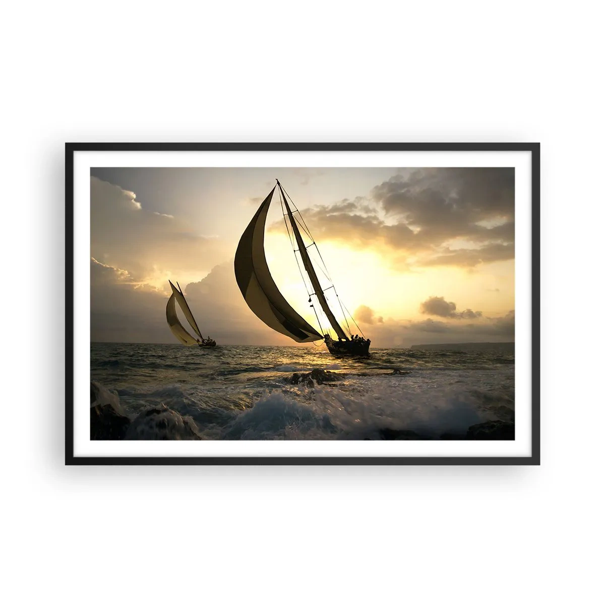 Póster en marco negro - En contra y a favor del viento - 91x61 cm