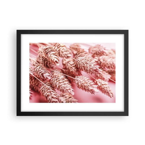 Póster en marco negro - Estructura floral en rosa - 40x30 cm