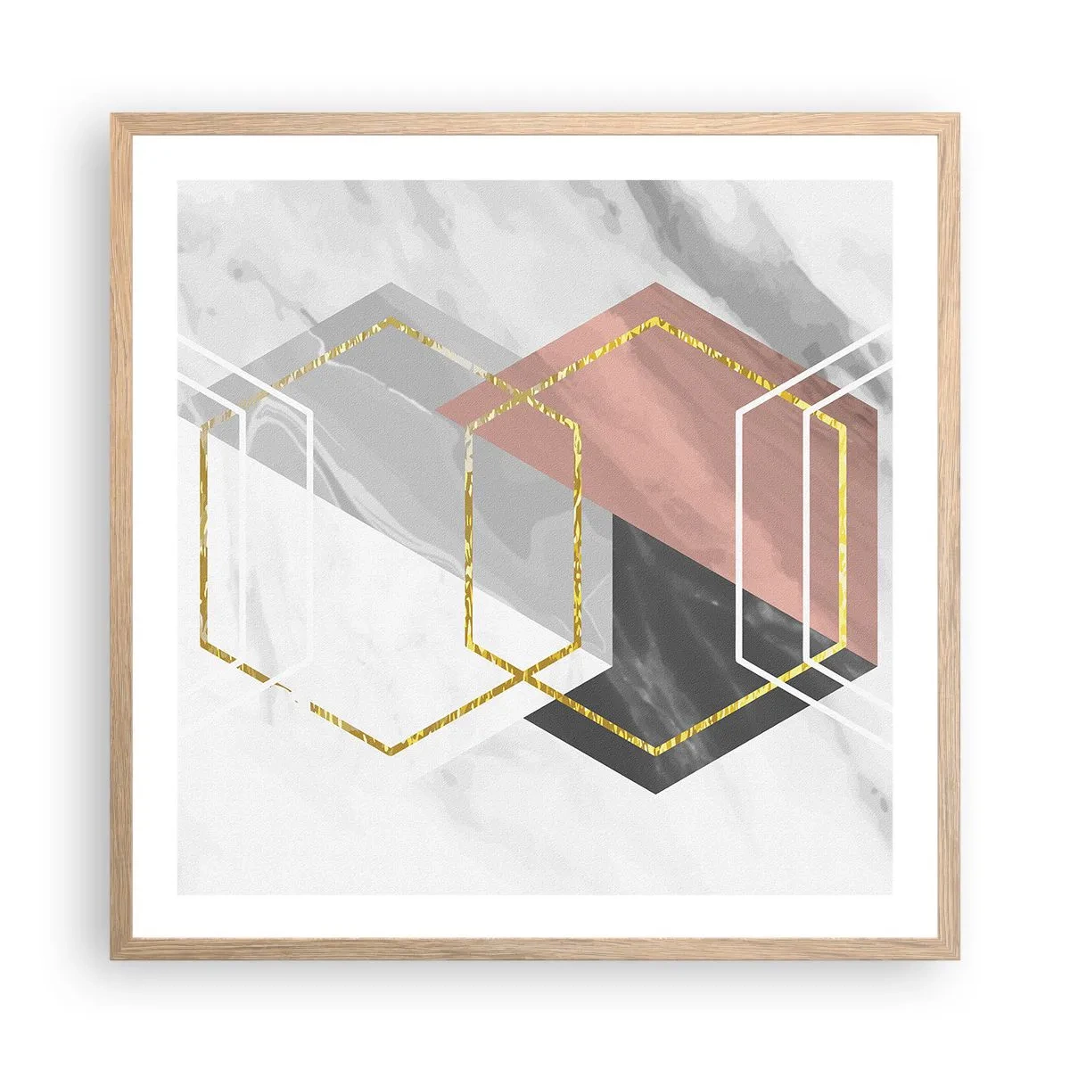 Póster en marco roble claro - Composición en cadena - 60x60 cm