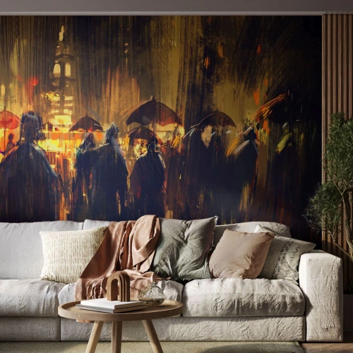 Fotomural Premium Canvas - Seguidores de la lluvia - Ciudad, Gente, Paraguas - 200x140 cm
