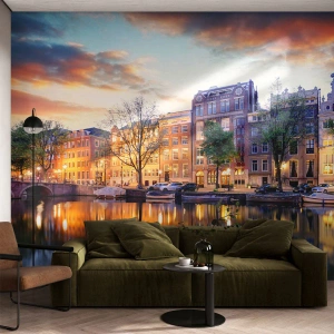 Fotomural Premium Canvas - La belleza holandesa, sobria y tranquila - Ciudad, Arquitectura, Ámsterdam - 200x140 cm