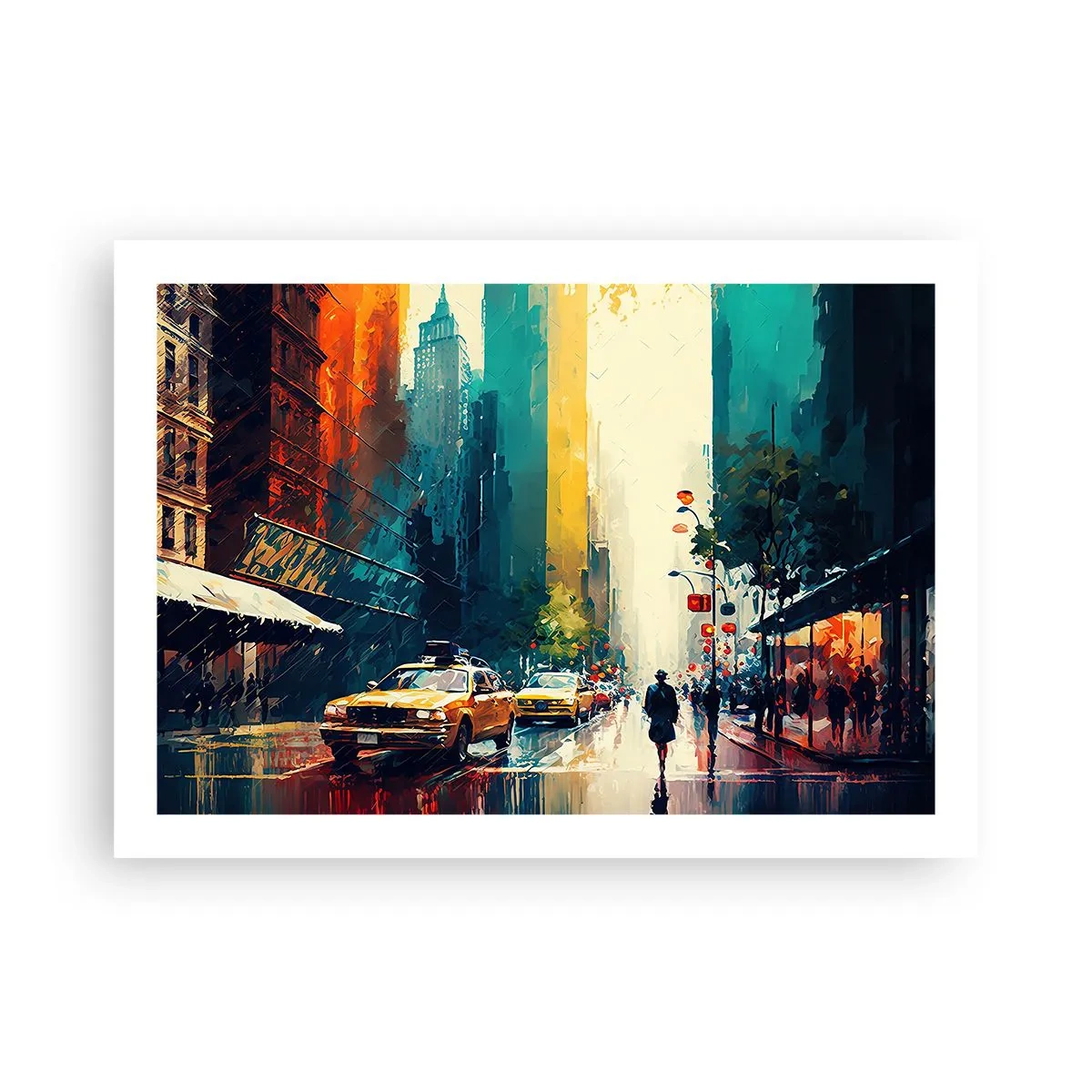 Póster - Nueva York - hasta la lluvia es colorida - 70x50 cm