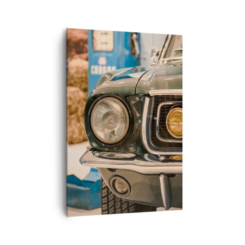 Cuadro sobre lienzo - Impresión de Imagen - Un coche retro icónico en un entorno clásico. - 70x100cm - Encuentro con una leyenda - Decoración de pared moderna para salón y dormitorio ARTTOR