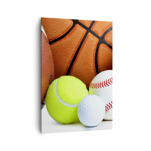 Cuadro sobre lienzo - Impresión de Imagen - Balones de diversas disciplinas deportivas - 70x100cm - Unidos por el deporte - Decoración de pared moderna para salón y dormitorio ARTTOR