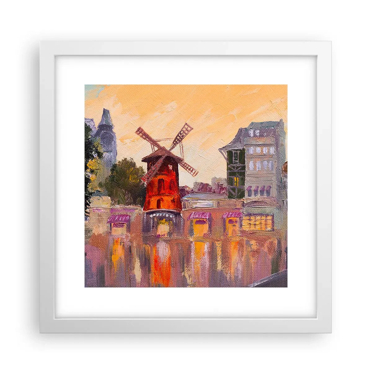 Póster en marco blanco - Iconos parisinos - Moulin Rouge - 30x30 cm