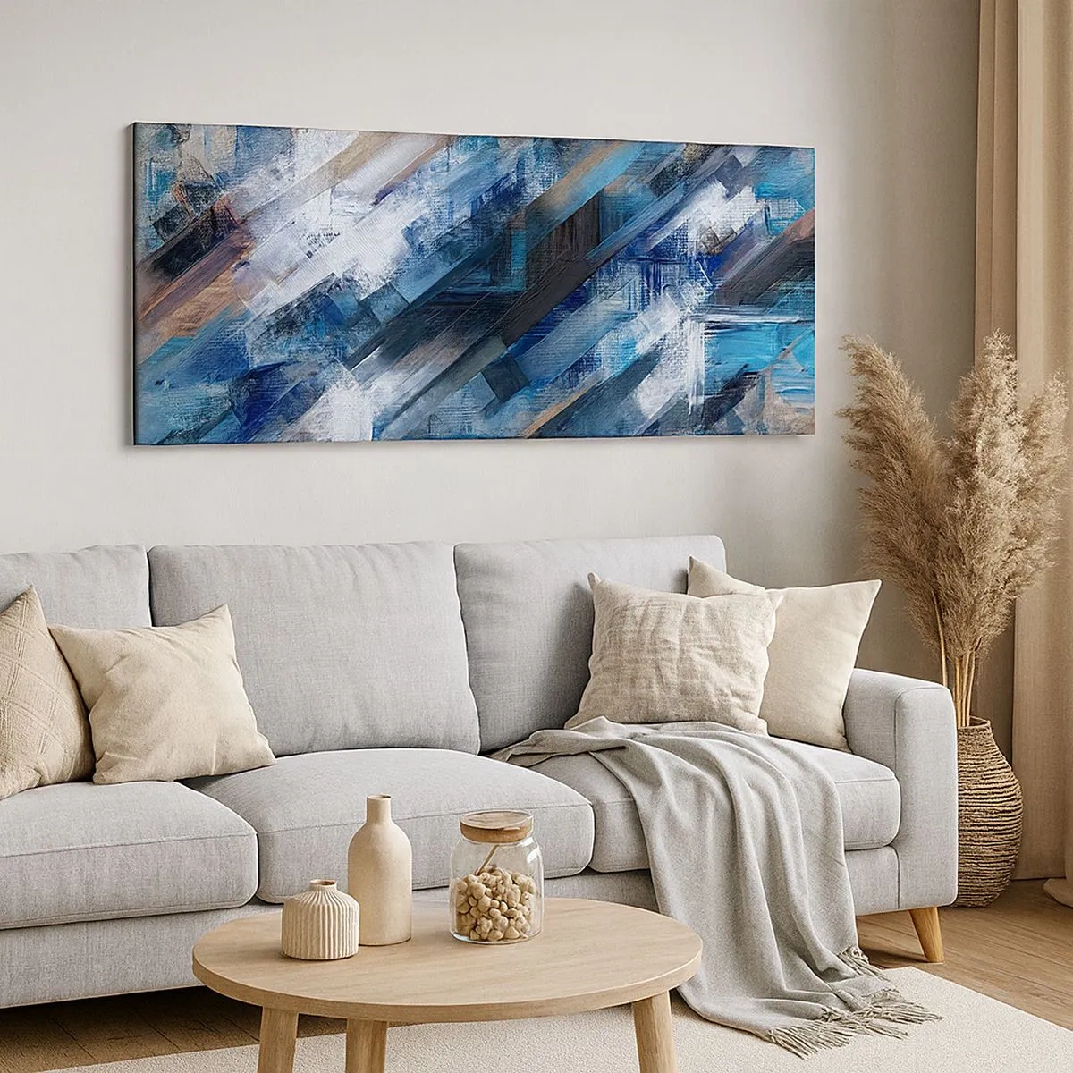 Cuadro sobre lienzo - Impresión de Imagen - En una inclinación azul - 100x40 cm